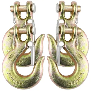 5/16" Clevis Slip Hook with Safety Latch, 4 Pack Heavy Duty Clevis Chain Hook for 5/16" Grade 70 Transport Chain, 14000LBS Capacity for Heavy Load