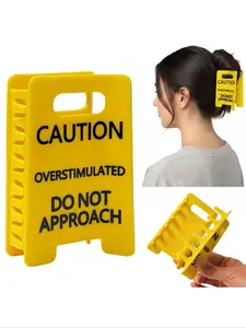 Funny Hair Claw Clip, Overstimulated Caution Sign Do Not Approach Design, Perfect Gift for Coworkers & Friends, Ideal for Thick, Bold Hairstyles