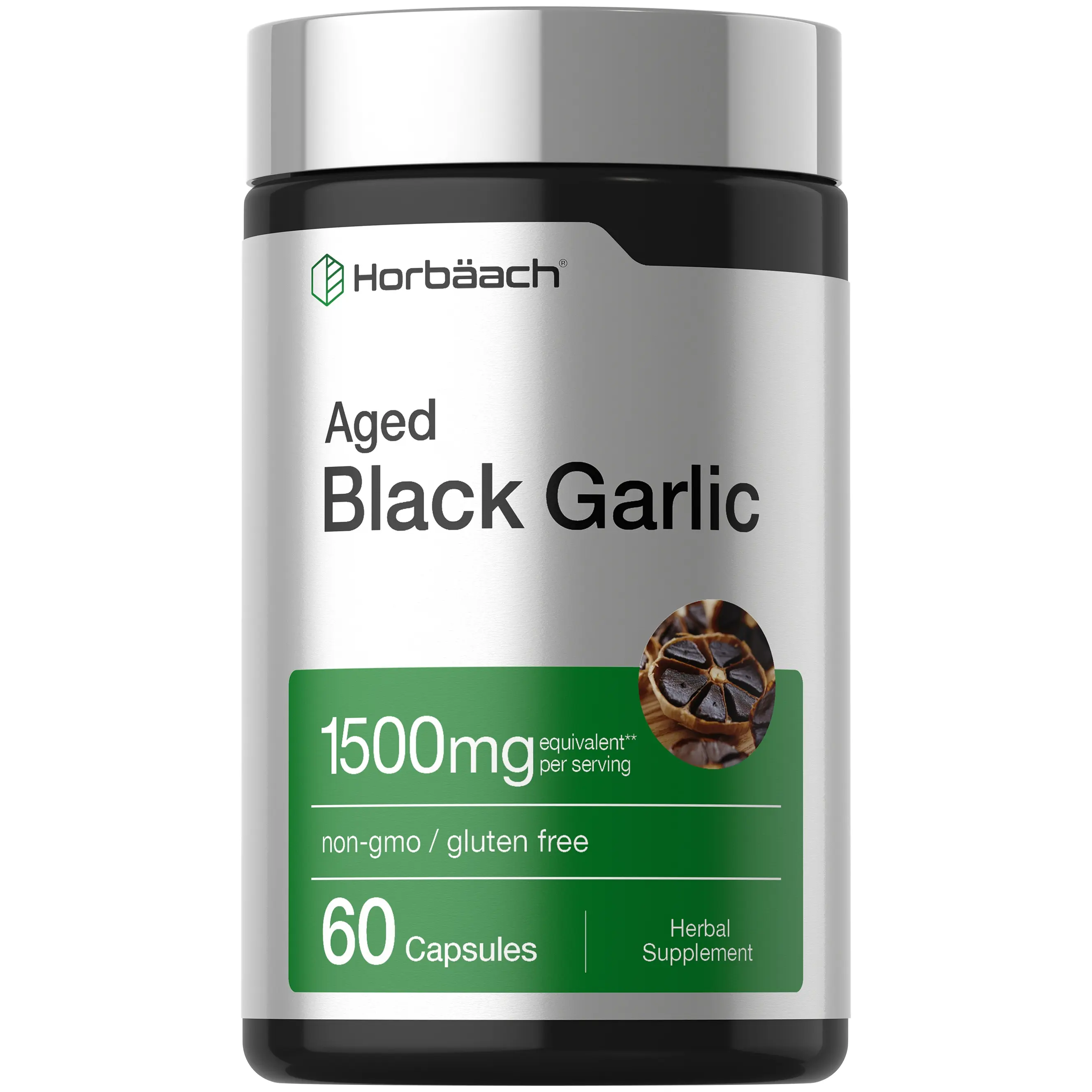 Horbäach Aged Garlic Extract Capsules 1500mg | 60 Count | Fermented Supplement | Non-GMO, Gluten Free Horbäach Aged Garlic Extract Capsules 1500mg | 60 Count | Fermented Supplement | Non-GMO, Gluten Free