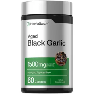 Horbäach Aged Garlic Extract Capsules 1500mg | 60 Count | Fermented Supplement | Non-GMO, Gluten Free