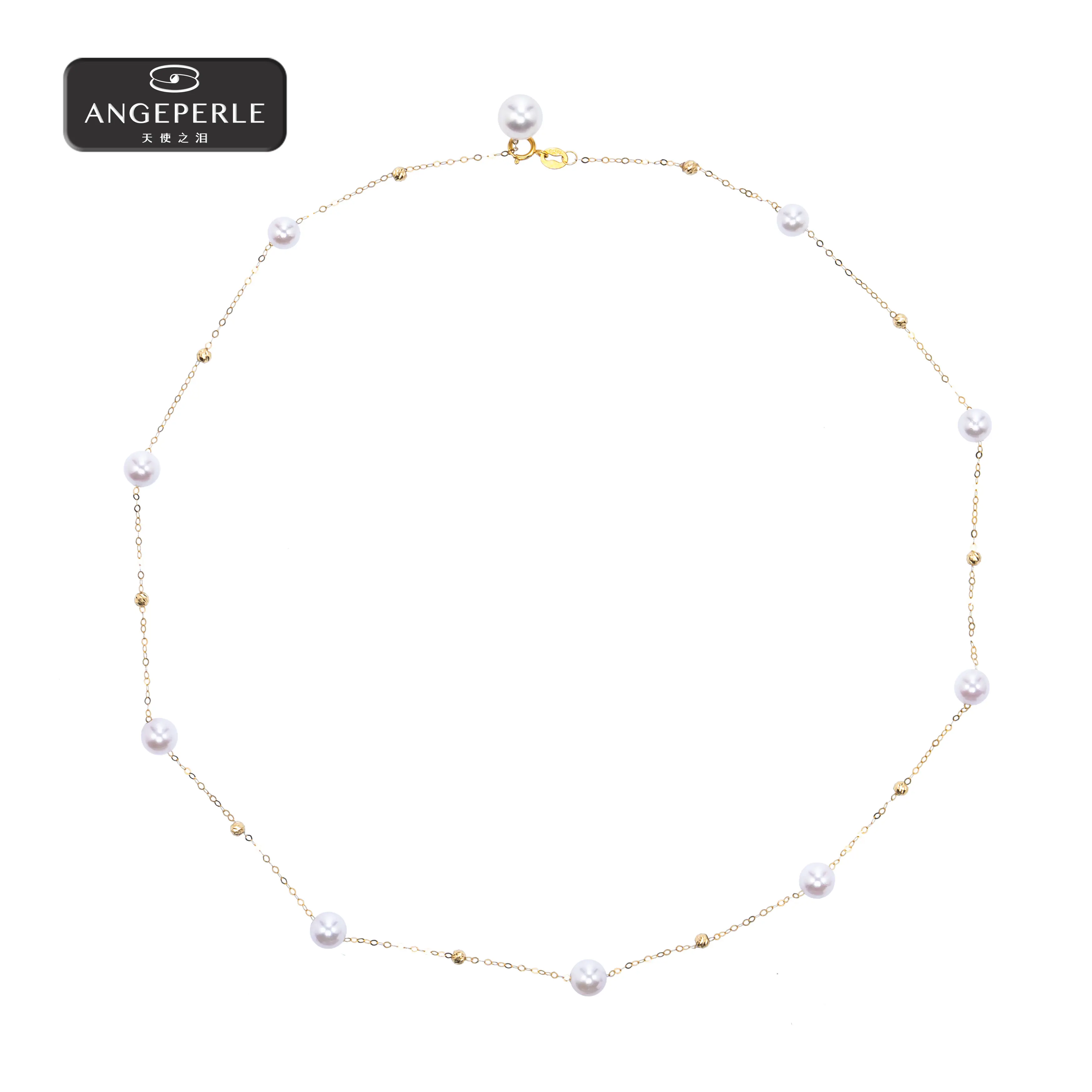ANGEPERLE Akoya Saltwater Pearl "Starry Night" Necklace 5-6/7-8mm TSJ596