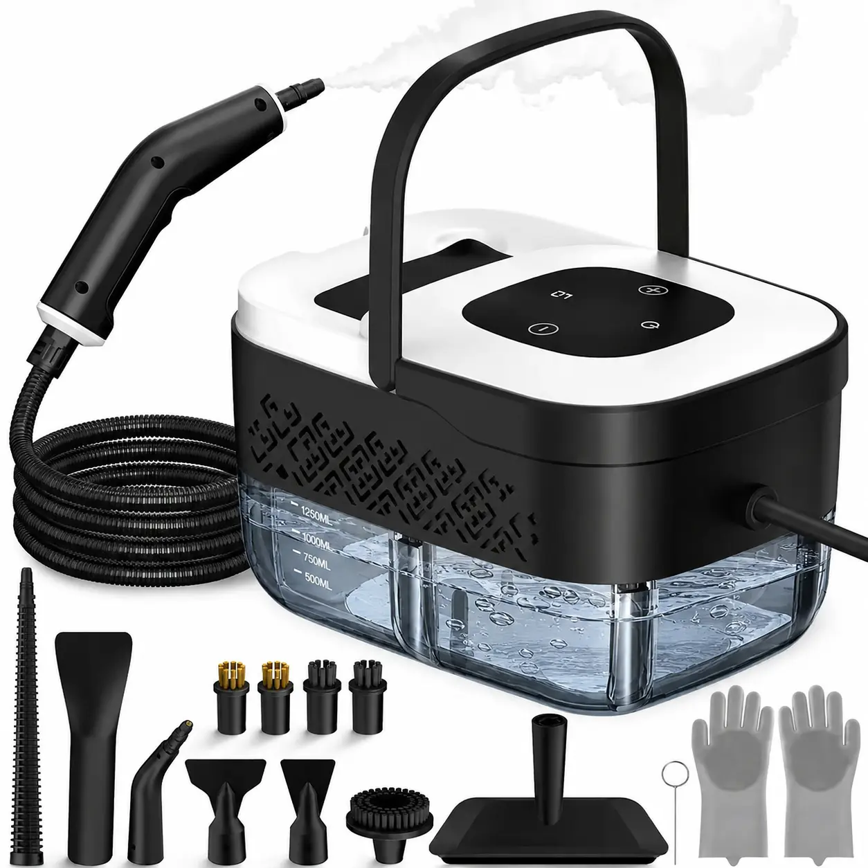 Portable Steam Cleaner, 15-Second Fast Heat-Up Handheld Steamer with 16 Cleaning Attachments, 6 Adjustable Steam Levels for Deep Cleaning Kitchen, Bathroom, Tile, Grout, Grease & Car Interior