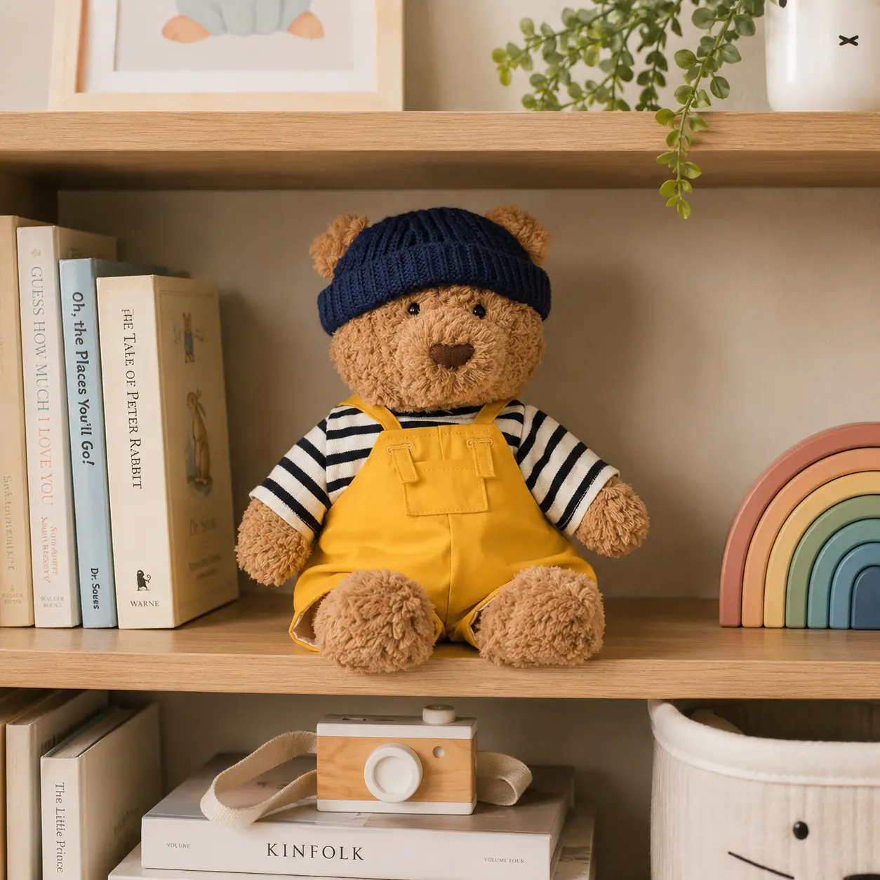 Jellycat Teddy Bear in Yellow Overalls – Cute Dressed Bear Plush & Cuddly Gift