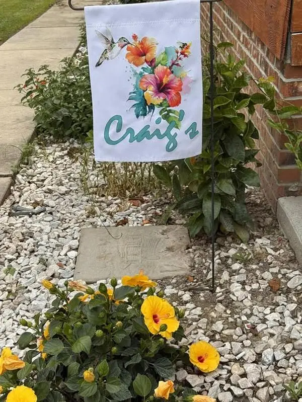 Mill Creek Co. Welcome to Mill Creek Co. Garden Flag Custom Design with Calf and Flowers on White Background