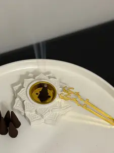 Mandala Incense Burner Bakhoor - Handmade Concrete + FREE 10 incense cones & FREE Tong