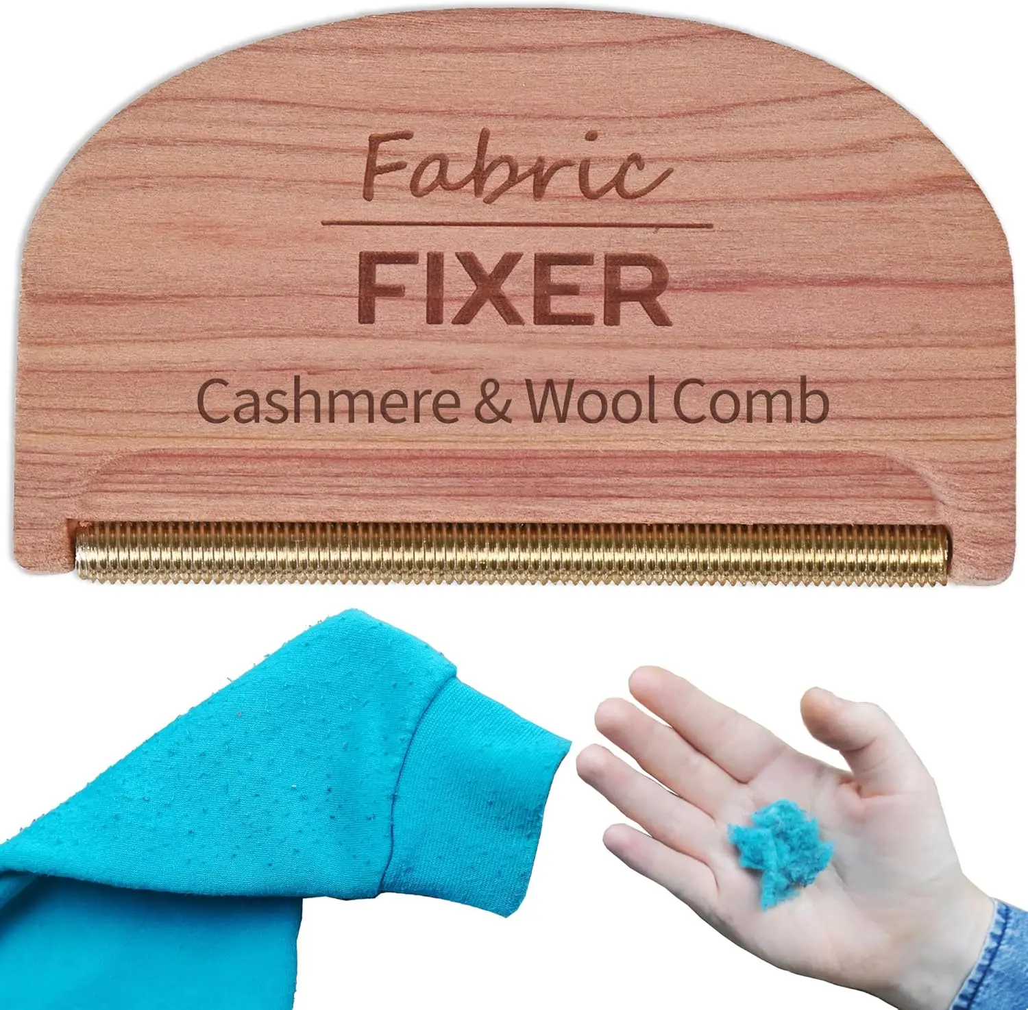 Cashmere  Remover Comb with Cedar  Handle - Sweater Fuzz Comb &  Pilling Remover for Delicate Clothing, Fabrics, Furniture, Sheets by Fabric Fixer
