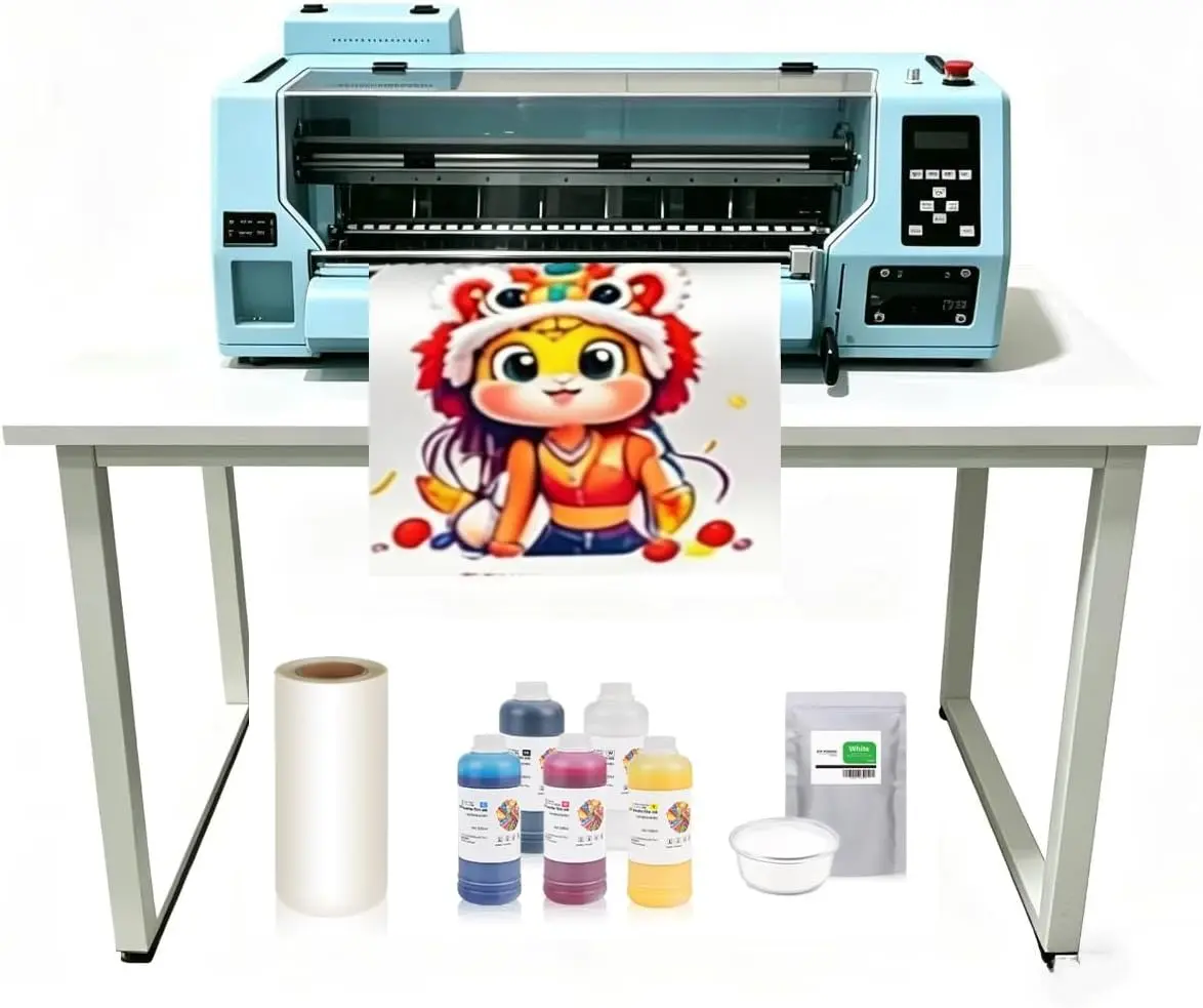 60cm DTF Printer, Built in Dual XP600 Printhead, 4X Speed Compared to L1800 1390 for Clothes Print Includin (5 * 1000ml Dtf Ink 1kg Powder 1 Roll Film) (24 inches DTF Printer)