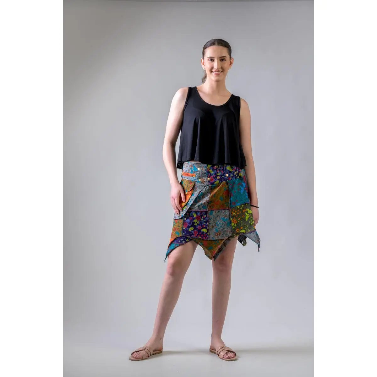 Rhea Colorful Mushroom Patches Skirt