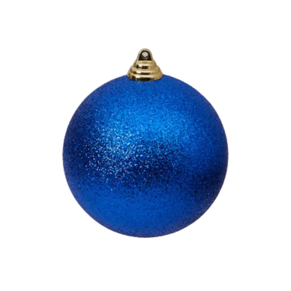 Blue Glitter Ball Ornament, 4"