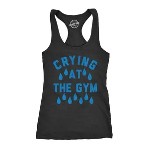 Womens Funny Fitness Tank Crying At The Gym Sarcastic Workout Graphic Novelty Tank Top for Ladies Funny Racerback Tank Cute Slimming Tank tops comfortable soft top Sarcastic Tank Top for Women Funny Fitness Black -