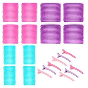 Self Grip Hair Rollers Curlers Set with Heatless Hair Rollers and Hair Clips