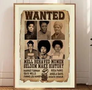 Black Women History Month Wanted Print, Mosaic Civil Rights Black History Poster, Famous Black Women Empowerment Feminist Wall Art, Juneteeth Gifts