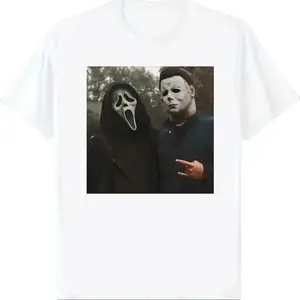 Vintage pure cotton t-shirt Ghostface Killer and Michael Miles Halloween FriendsUnisex gift, beloved him/her Clothes Menswear