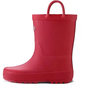 Kids Rain Boots, Waterproof Rubber Matte Boots with Easy-on Handles