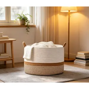 with Handles – Gradient Yellow Woven Storage for Laundry and Room Organiser Use Decorative,Large Capacity Clothes Basket with Handle, Summer Foldable Laundry Basket, Storage Basket for Home Laundry Room, Bedroom, Living Room, Laundry Basket Organizer