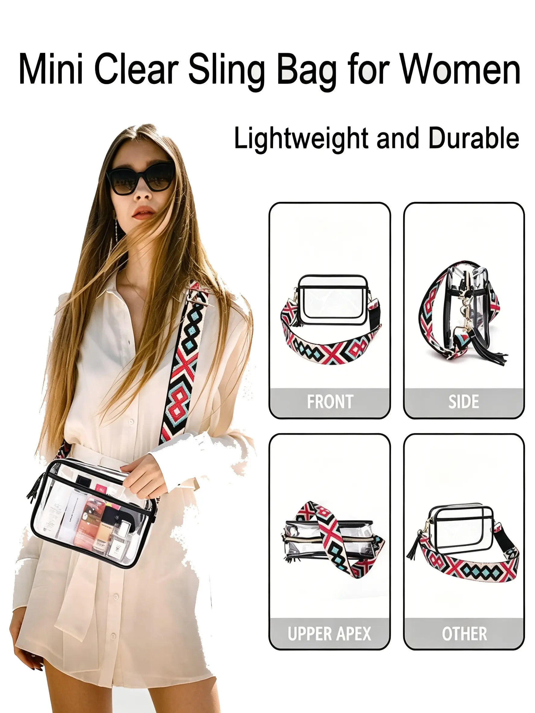 Transparent PVC Crossbody Bag, Adjustable Wide Strap, Multi-Use Waist Chest Backpack, Concert Sports Event Bag, Outdoor Festival Bag, Boho Shoulder Bag, Adjustable Crossbody Purses