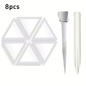 8-Piece Jewelry Tool Set with Tweezers and Scoop Spoon, Stainless Steel and 6 Plastic Trays for Beading and Crafting