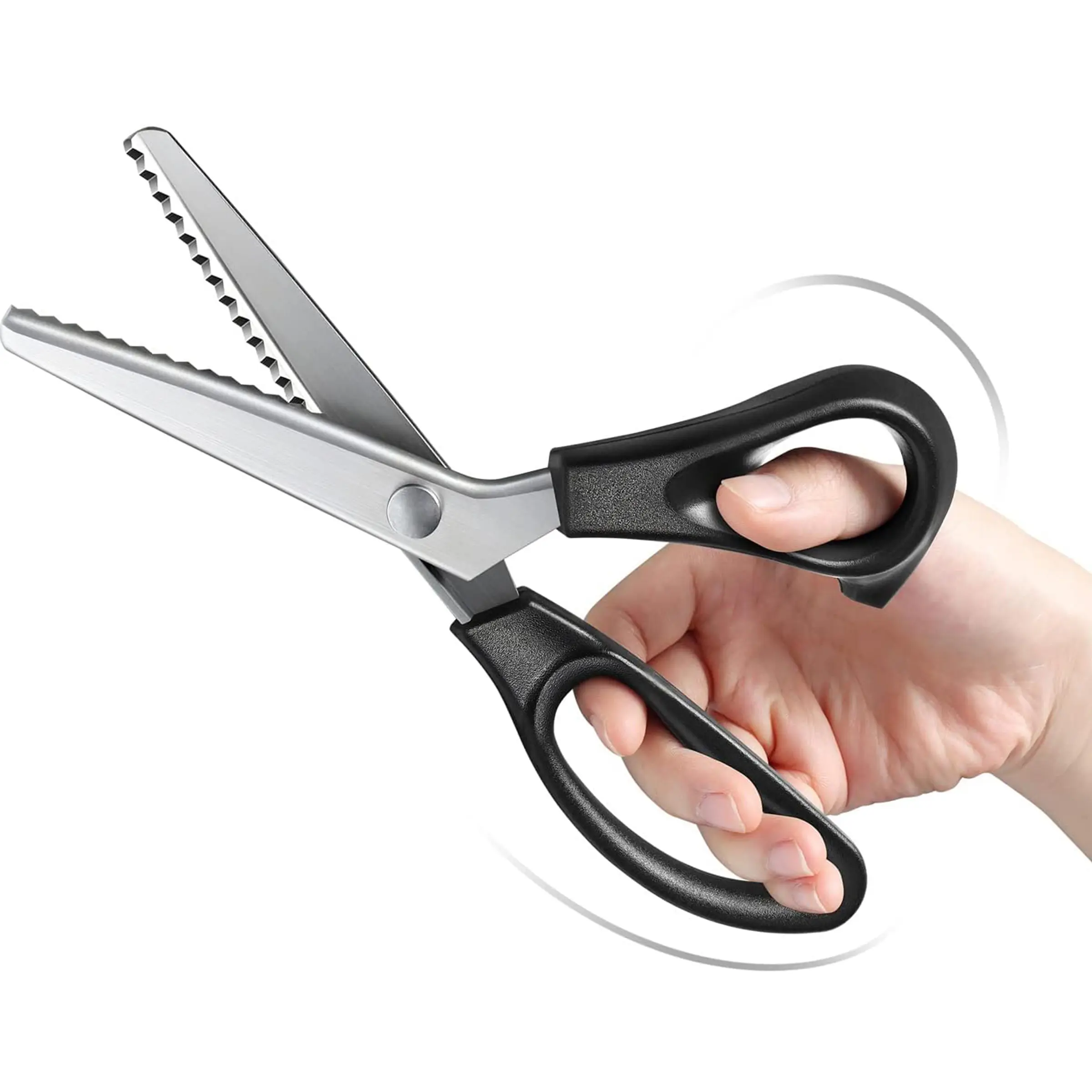 Heavy Duty Stainless Steel Serrated Edge Pinking Shears - 1/2 PCS Zig Zag Fabric Cutting Scissors, Professional Sewing Tool for Dressmaking, Quilting