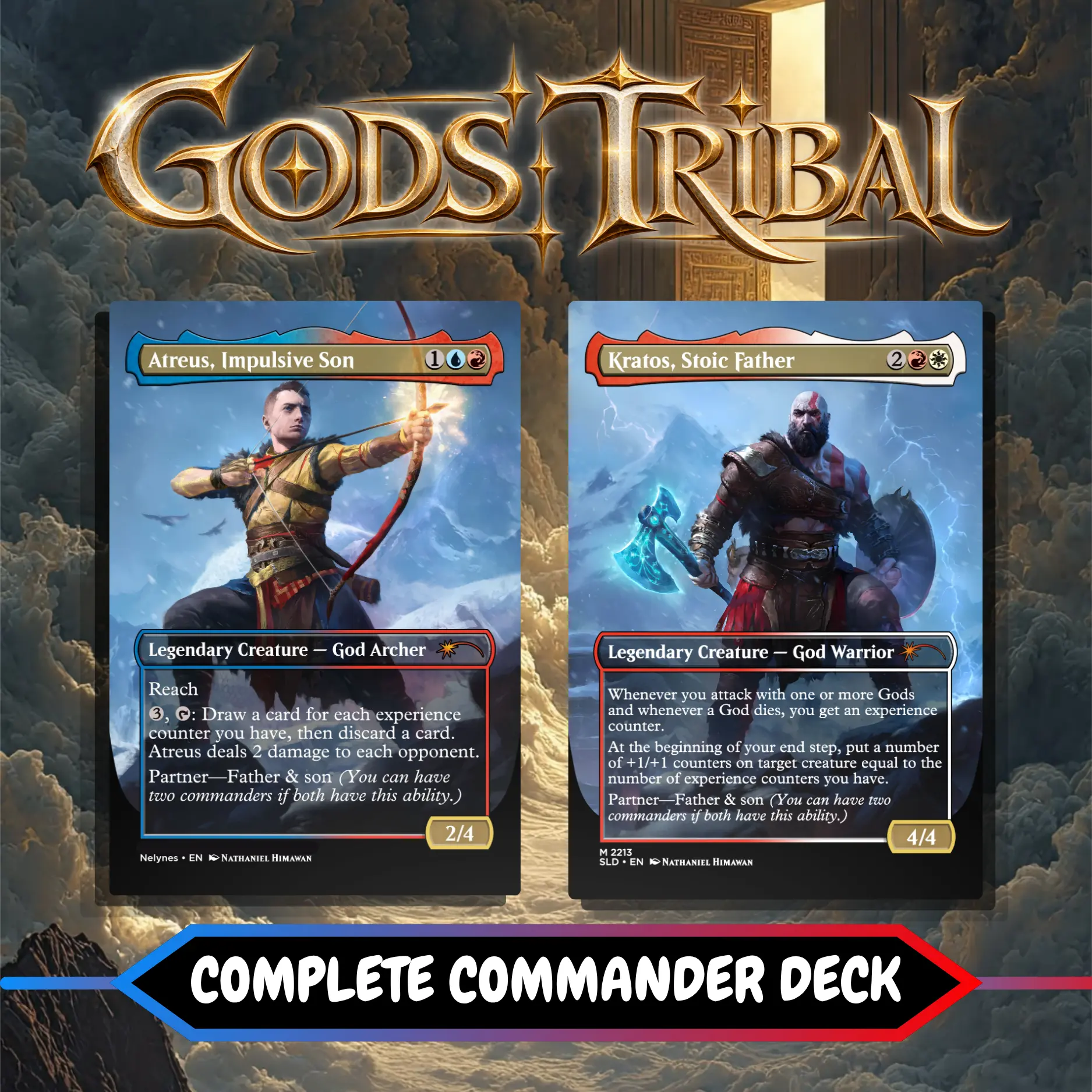 Gods Tribal EDH Commander Deck | 100 Cards + Tokens | Custom Proxy Cards