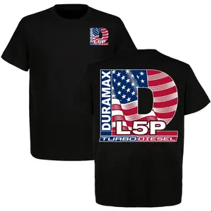 Duramax L5P American Flag Turbo Diesel T-shirt Patriotic Heavy Duty Truck Tee for Diesel Lovers Perfect for Duramax Fans Cotton Casual Shirt - Man