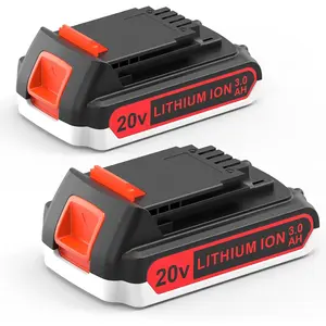High quality 2 Pack Extended Capacity 3.0Ah 20v Battery Replacement for Black and Decker 20 Volt Max Lithium Battery LBXR20, Compatible with All Black and Decker 20v Cordless Power Tools