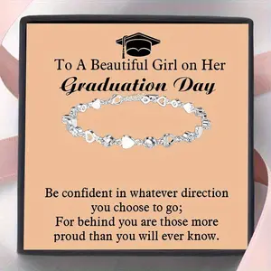 1pc Newest Heart Bracelet Gift, Jewelry Gift For graduate, Birthday Gift From FAMILY AND FRIENDS, Best Christmas Gift, Gift Box+ Gift Card+ Bracelet.