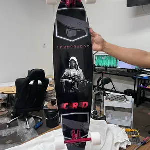 Custom Vinyl Wrapped 10 x 44 inch Pintail Longboard