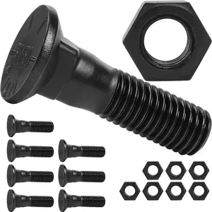 8 Pack 5/8  Edge Plow  & Nuts, 5/8'' x 2-1/4" Grader   for JCB Skid Steer Bucket, Tractor Bolt for Kubota, Loader Bolt for  Holland, Snow Plow Accessories, Dome  Grade 8