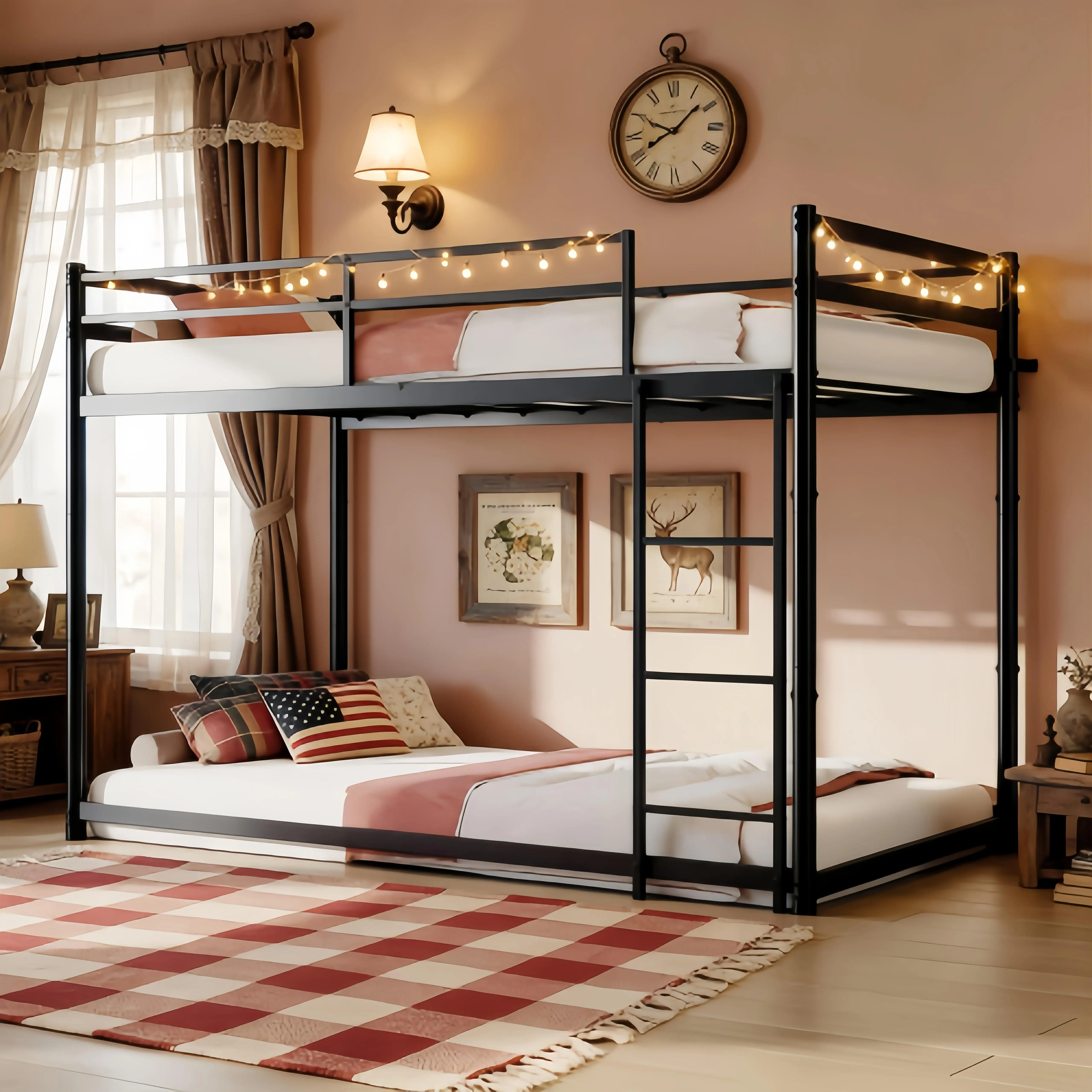 Heavy-Duty Twin Over Twin Bunk Bed with 400 lbs Capacity & 1.5" Reinforced Posts – Anti-Tip Bracket, 11.3" Guardrails & Noise-Free Design