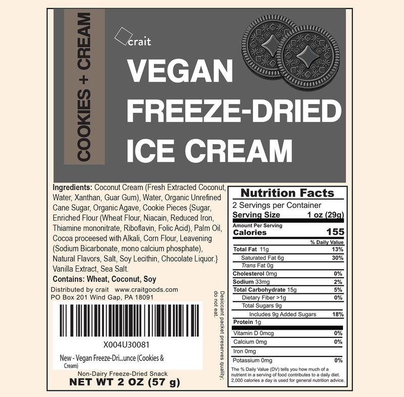 Vegan Freeze-Dried Ice Cream Dairy-Free Freeze Dried Ice Cream, Vegan Candy, Christmas Stocking Stuffers, 2 Ounce
