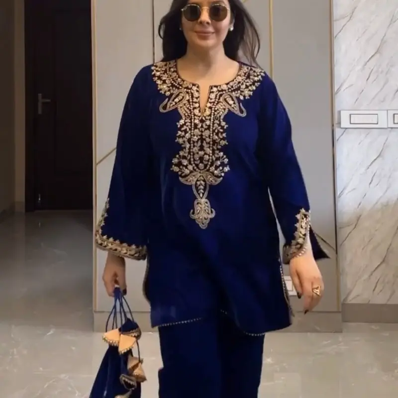 Women velvet cord set Indian party wear casual wintee collection Womenswear Elegance Clothes Winter Suits Style