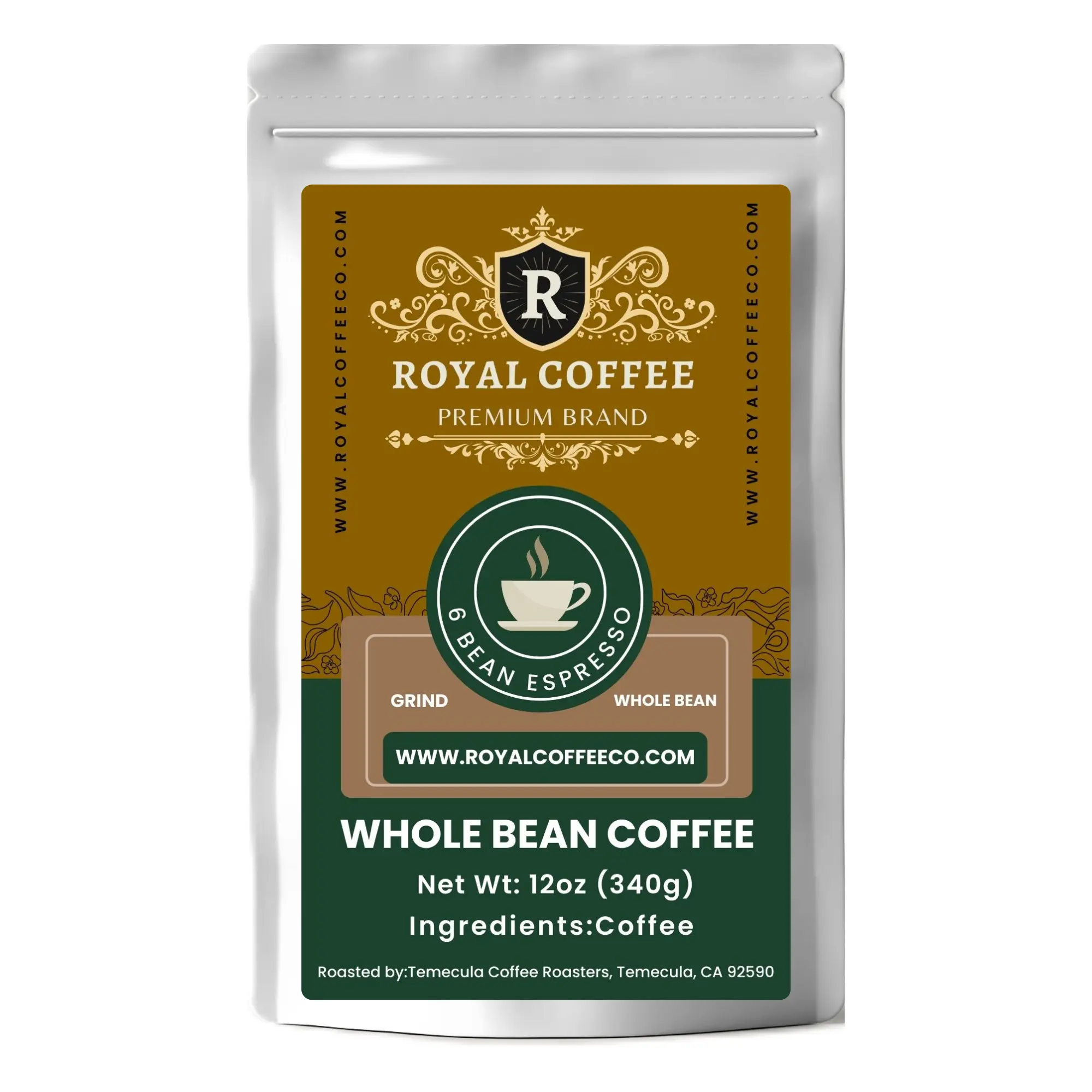 Royal 6 Bean Espresso Freshly Roasted Coffee, (6 Bean Espresso) (Whole Bean)