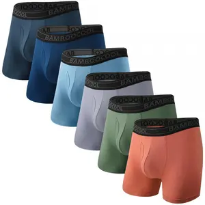 BAMBOO COOL Breathable Men's comfortable Underwear Modern Multipack Comfort soft Moisture-Wicking Boxer Briefs 6 Pack solid color  Men's Moisture Wicking Boxer Briefs  comfy breathable boxer brief Bamboo Boxer Briefs underwear men