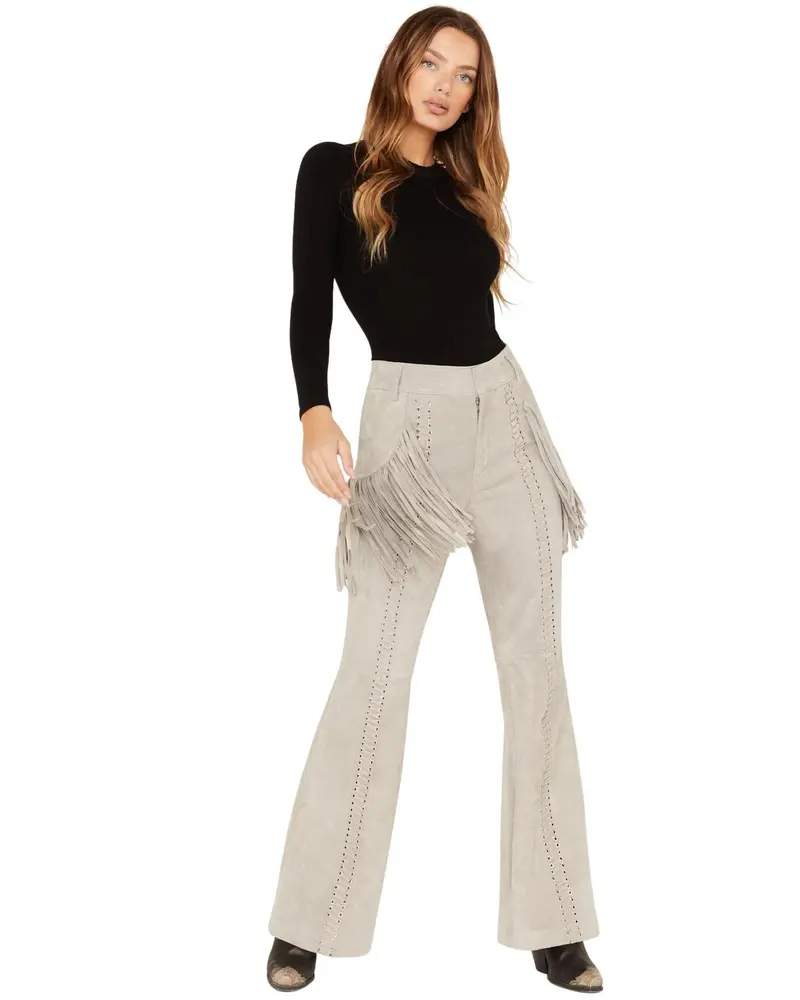 Wonderwest Women's Leather Fringe Pants - Wwho22p2