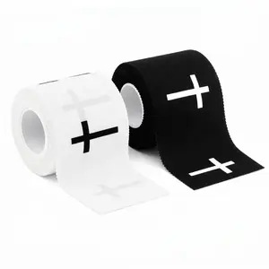 2 Pcs Christian Athletic Tape (2" x 23ft) | White Cotton Zinc Oxide Tape | Cross & Bible Verse Design | Religious Wristband for Tennis, Gym, Sports | Faith-Based Christian Gift for Men & Women