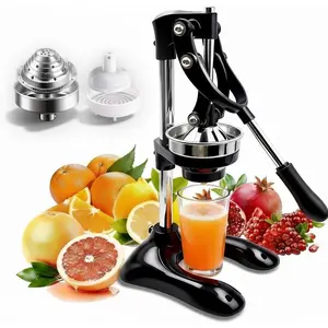 Professional Cast Iron Manual Citrus Juicer - Heavy Duty Hand Press for Orange, , Lime, Pomegranate - High Yield Juice Presser,  Countertop Design, Easy to Clean (BLACK)