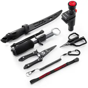 Piscifun 6pc Fishing Tool Kit - Line Spooler, Pliers, Fillet Knife, Braid Scissors, Aluminum Gripper, Lanyard - Complete Fishing Gear for Men & Women