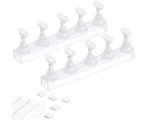 Etercycle Acrylic Nail Display Stand DIY Nail Crystal Holder Magnetic Practice Stands with Reusable Adhesive Putty Clay for False Nail Tip Manicure Tool (2 White)