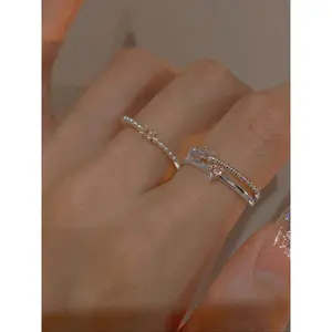 3pcs/set Women's Elegant Fashion Rhinestone & Faux Pearls Ring, Stackable Rings, Fashion Accessories for Party, Daily Clothing Decor for GirlGift