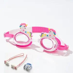 Cartoon Fun Swimming Goggles with Nose Clip & Earplugs, Waterproof Anti-fog HD Outdoor Swimming Goggles, Swim Glasses, Swimming Accessories for Pool Beach