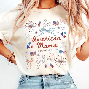 Graphic 4th of July Mom Shirt, American Mama, Coquette Bow Independence Day Sweatshirt, Patriotic Mom Tee, July Fourth Hoodie for Mom 3G5KY