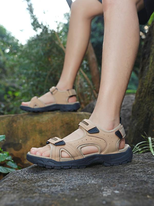 Men's Large Size Sport Sandals, Summer Casual Beach Shoes, Fashionable Men's Velcro Slippers, Durable Design, Comfortable Stylish Footwear, Hiking Sandals