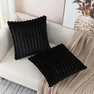 Set of 2 Throw Pillow Covers Fluffy Striped Pillowcase Cushion  Decor Sofa Couch Bedroom