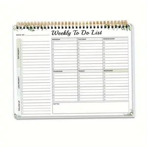 Weekly To Do List Planner Pad, 1 Count Spiral Bound Weekly Planner Notebook, Undated 52 Page To Do List Notebook, Desk Task Planner for Work and Personal Organization, Productivity Planner, Office Stationery Supplies
