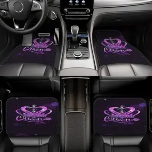 Car Floor Mats 4-Piece Set with QUEEN Crown Pattern Print, Double-Layer Composite Technology, Non-Slip, Easy to Remove and Machine Washable, Suitable for All Seasons, Girly Car Interior Sets, Girly Car Accessories, Car Interior Accessory