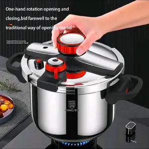 HENGQ Pressure Cooker with One-Hand Rotation Opening and Closing Stainless Steel 316 Cooking Pot for Efficient Meal Preparation