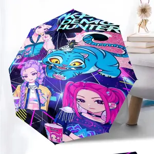 KPop Demon Hunters 89 anime pattern printed new umbrella, 1 self-folding umbrella, portable foldable travel umbrella, outdoor umbrella, Christmas birthday festival gift