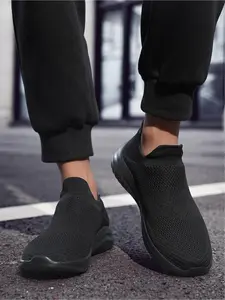 1 Pair of Unisex Flyknit Slip-On Casual Shoes - Flyknit Knitted Upper + Elastic Slip-On Collar, Suitable for Work Commute & Shopping Travel Scenarios, Breathable & Comfortable Easy To Wear Lightweight & Non-Slip Shoes Outdoor