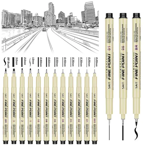 Micro Fineliner Pen Set, 12pcs Drawing Pen, Art Marker Set, Watercolor Art Pens with 12 Types Of Pen Tips, Art Supplies, Art Materials for Painting, Drawing, Sketching, Marking, Artist Supplies
