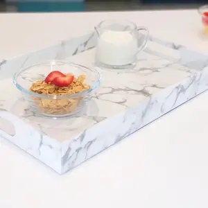 Marble print serving tray, made of faux leather